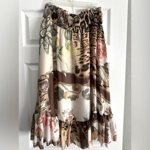 Vintage Cavalli Floral Animal Print Handpaint Gold 100% Silk